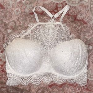 Victoria’s Secret pink white lace push up bralette